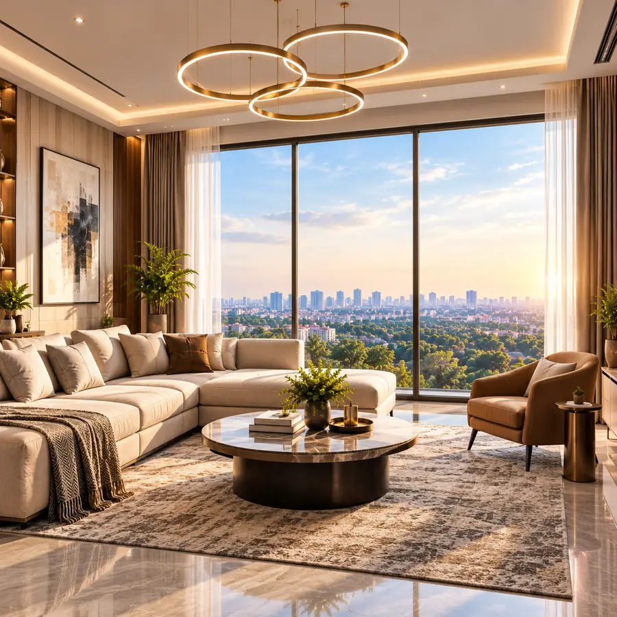 Esbee Realty Upper Kharadi Luxury Living and Dining Room